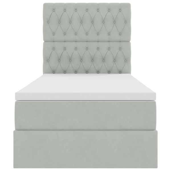 Легло с място за съхранение и матрак Светлосиво 100 x 200 cm