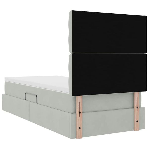 Легло с място за съхранение и матрак Светлосиво 100 x 200 cm