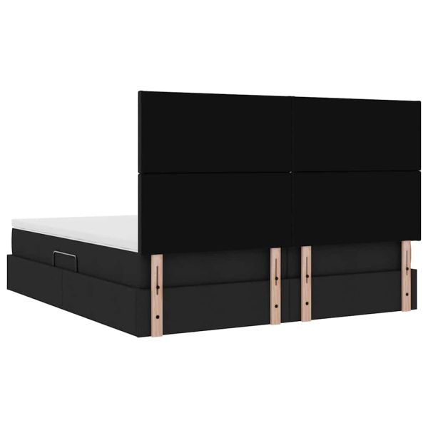 Легло с място за съхранение Черно 180 x 200 cm Изкуствена