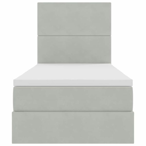 Легло с място за съхранение и LED с LED Светлосиво 100 x 200 cm