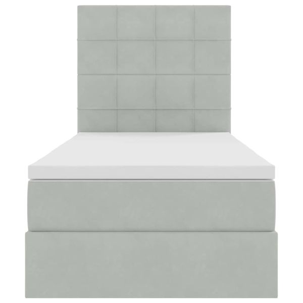 Легло с място за съхранение и LED с LED Светлосиво 100 x 200 cm