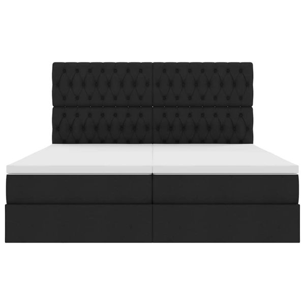 Легло С LED лентисти светлини Черно 180 x 200 cm текстил