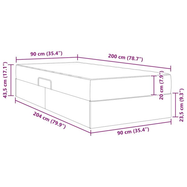 Легло с място за съхранение и матрак Светлосиво 100 x 200 cm