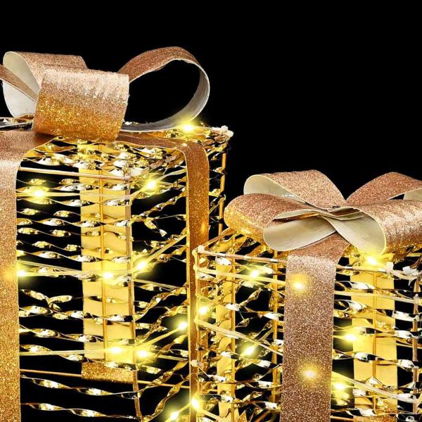 Кутия за подарък 3 pcs Топло бяло 20 x 20 x 20 см PET