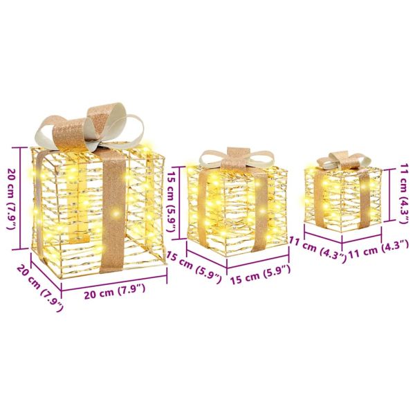 Кутия за подарък 3 pcs Топло бяло 20 x 20 x 20 см PET