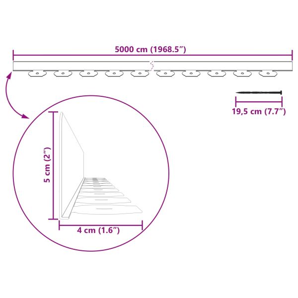 Ограничители за тревни площи Сив 5000 x 4 x 5 см Пластмаса