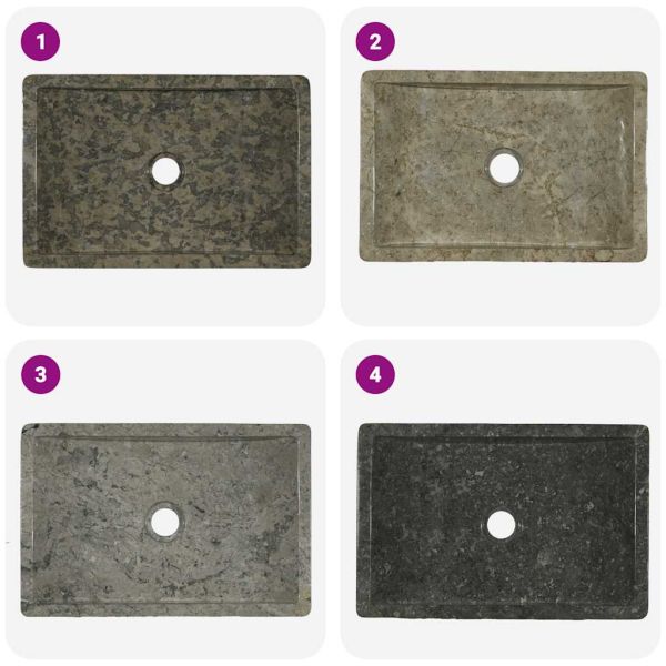 Мивка, 45x30x12 см, мрамор, сив гланц