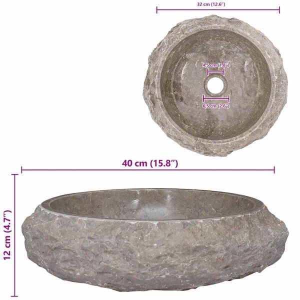 Сива мивка, Ø40x12 см, мрамор