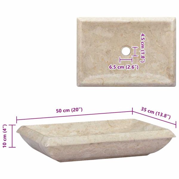 Кремава мивка, 50x35x10 см, мрамор