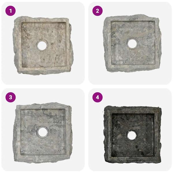 Сива мивка, 30x30x13 см, мрамор