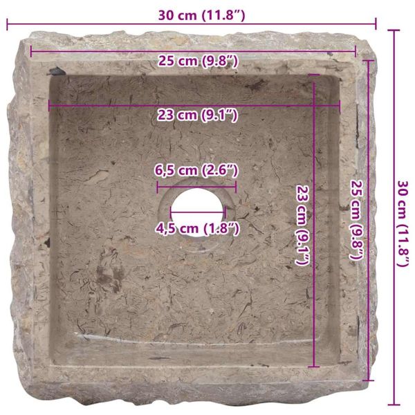 Сива мивка, 30x30x13 см, мрамор