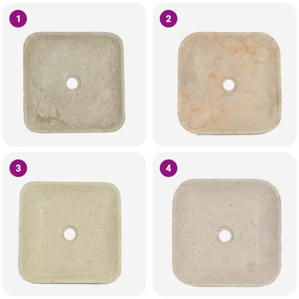 Кремава мивка, 40x40x10 см, мрамор