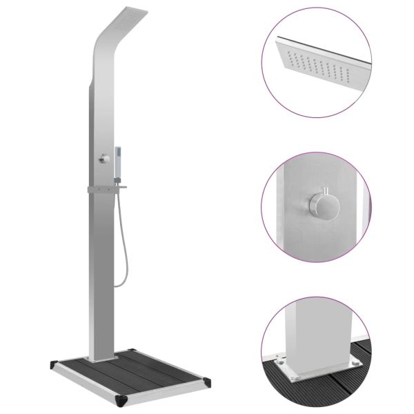 Градински душ с корито, WPC, неръждаема стомана