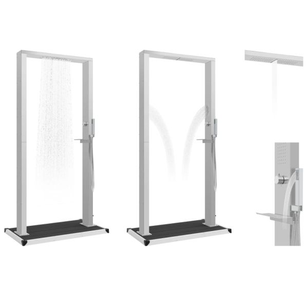 Градински душ с корито, WPC, неръждаема стомана