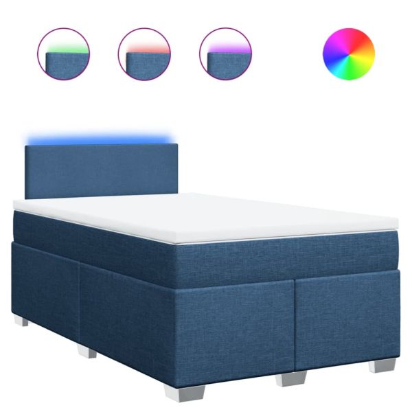 Боксспринг легло с матрак, синьо, 120x200 см, плат