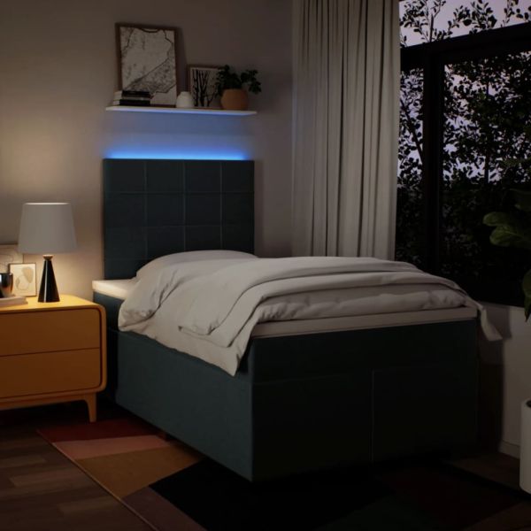 Боксспринг легло с матрак, синьо, 120x200 см, плат