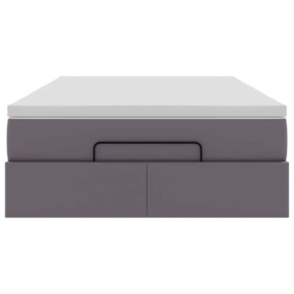 Османска легло с матрак, сиво, 120x200 см, изкуствена кожа