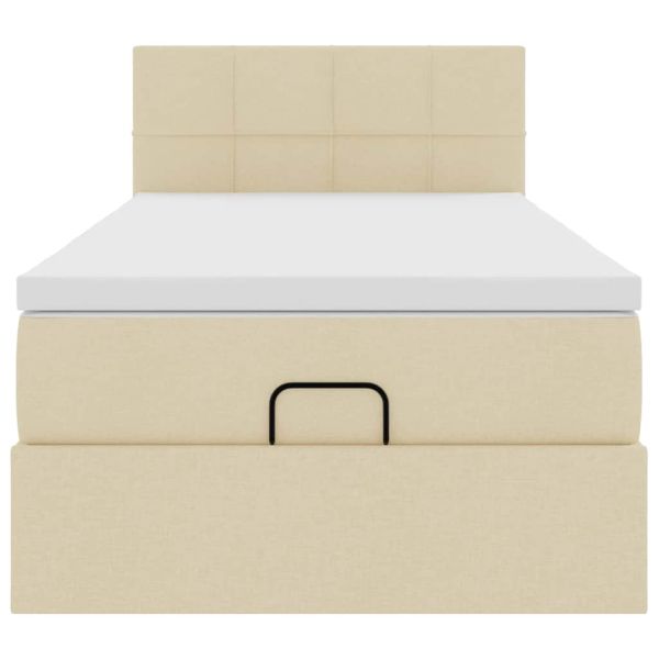 Османска легло с матрак, кремаво, 80x200 см, плат