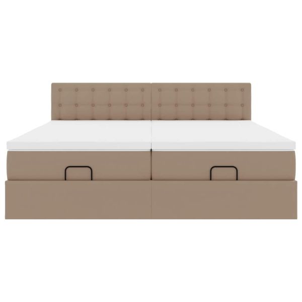 Османска легло с матраци, капучино, 160x200 см, изкуствена кожа