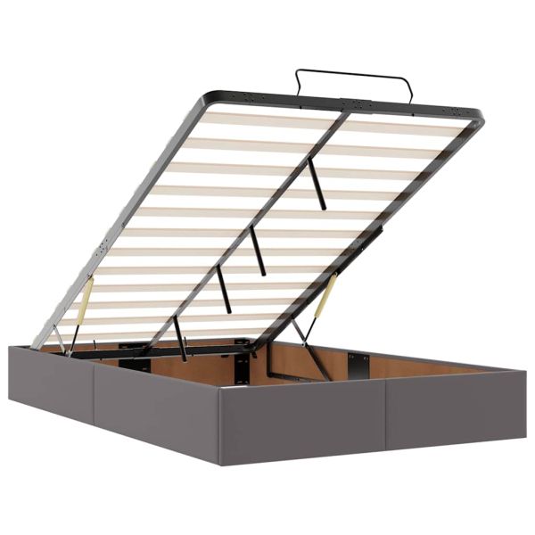 Османска легло с матраци&LED, сиво, 120x200 см, изкуствена кожа