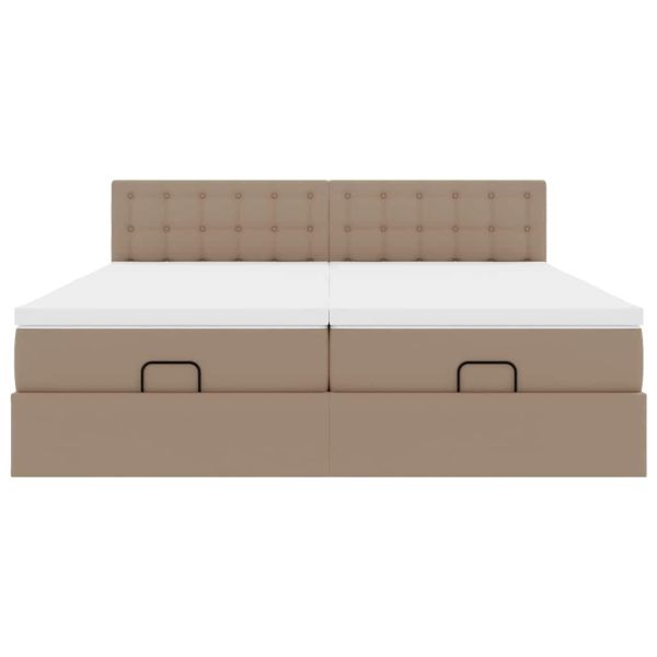 Османска легло с матраци&LED капучино 160x200см изкуствена кожа