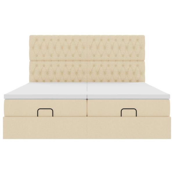 Османска легло с матраци, кремаво, 160x200 см, плат