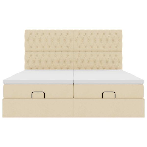 Османска легло с матраци и LED, кремаво, 160x200 см, плат