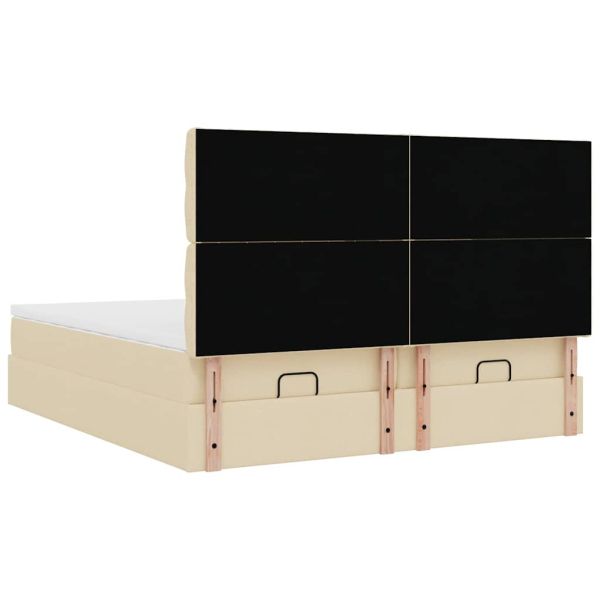 Османска легло с матраци и LED, кремаво, 160x200 см, плат