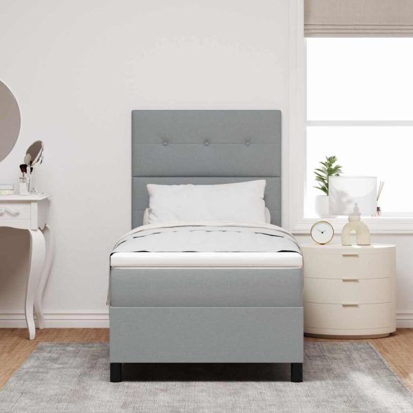 Легло с пружинирана основа Светлосиво 80 x 200 cm текстил