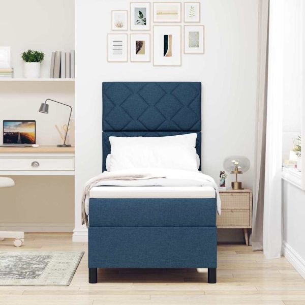 Легло с пружинирана основа с матрак Синьо 80 x 200 cm текстил