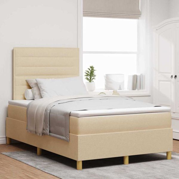 Легло с пружинирана основа с матрак Крем 120 x 200 cm текстил