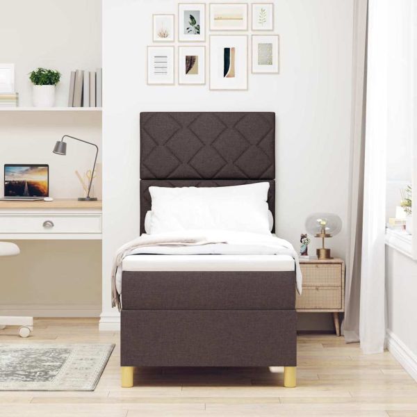 Легло с пружинирана основа Тъмен кафяв 80 x 200 cm текстил