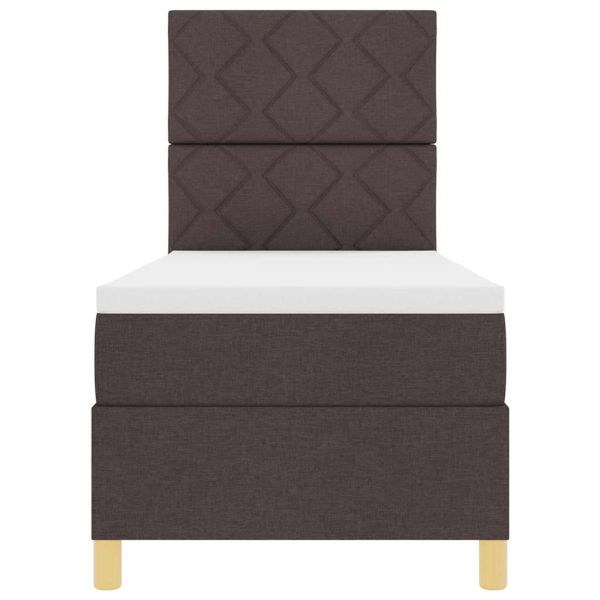 Легло с пружинирана основа Тъмен кафяв 80 x 200 cm текстил