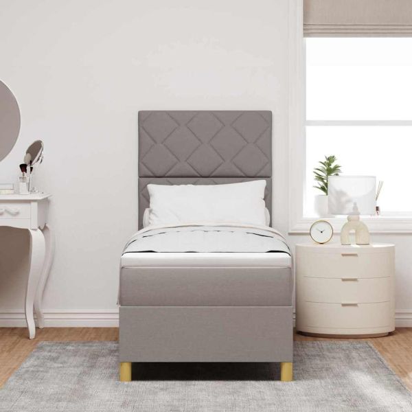 Легло с пружинирана основа с матрак Таупе 80 x 200 cm текстил