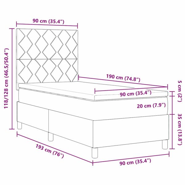 Легло с пружинирана основа с матрак Розово 90 x 190 cm текстил