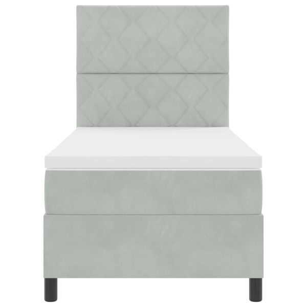 Легло с пружинирана основа Светлосиво 90 x 200 cm текстил