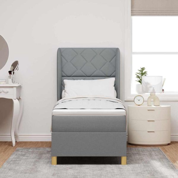 Кутия със спална основа и матрак Тъмен Сив 90x190 см Светлосиво