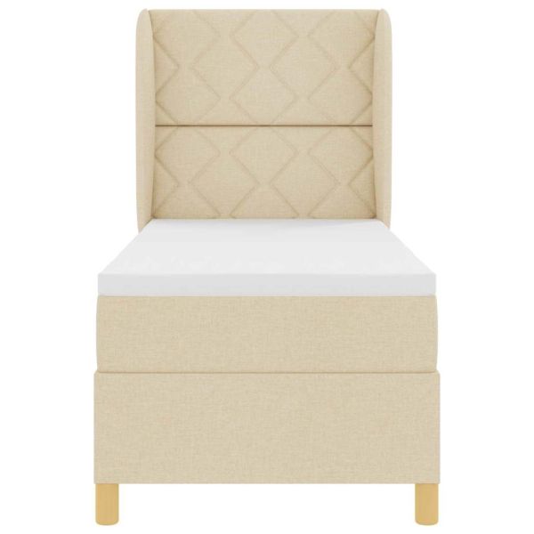 Кутия със спална основа и матрак Тъмен Сив 90x190 см Крем