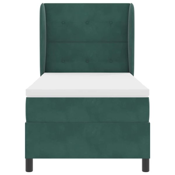 Легло с пружинирана основа Тъмен зелен 190 x 90 cm Полиестер