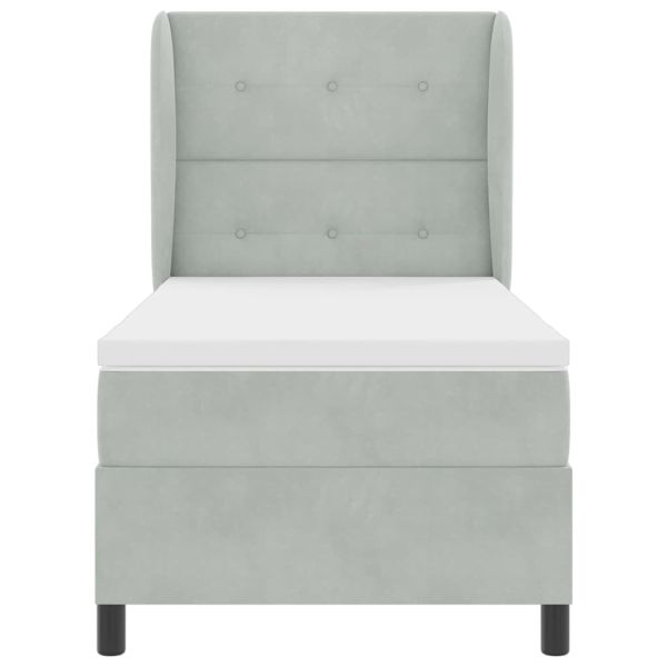 Легло с пружинирана основа Светлосиво 200 x 90 см Полиестер