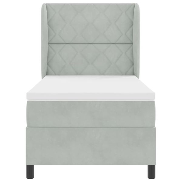 Легло с пружинирана основа Светлосиво 200 x 90 см Полиестер