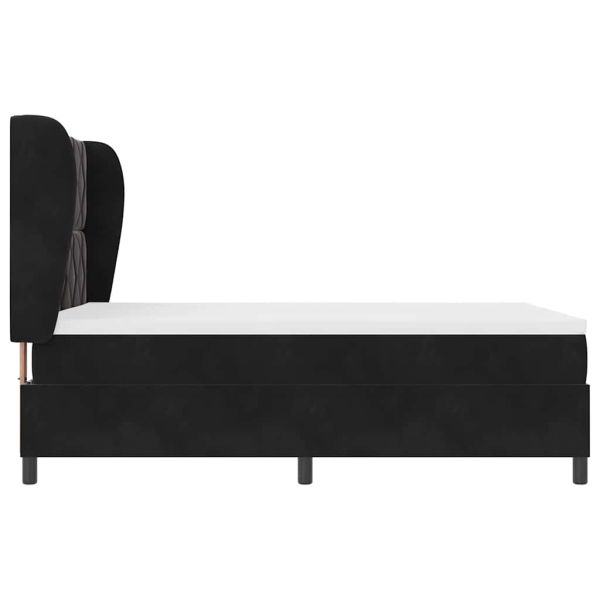 Легло с пружинирана основа Черно 190 x 140 см Полиестер
