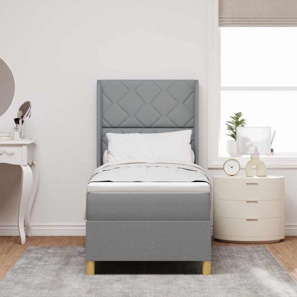 Легло с пружинирана основа Светлосиво 80 x 200 cm текстил