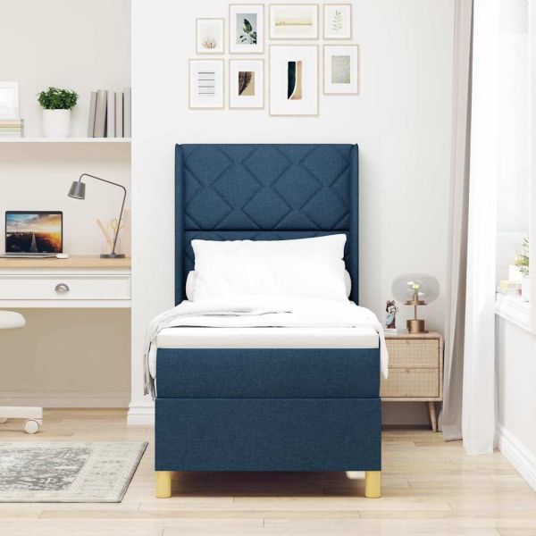 Легло с пружинирана основа с матрак Синьо 80 x 200 cm текстил