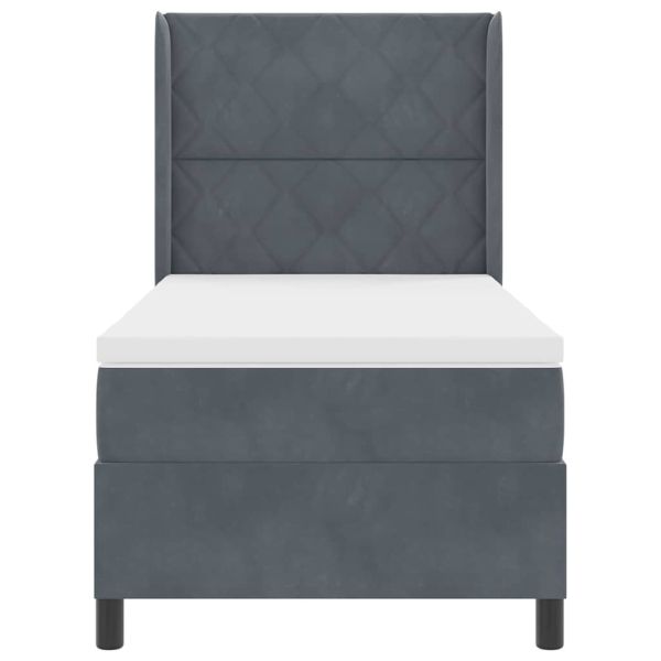 Легло с пружинирана основа Тъмен сив 90 x 190 cm Кадифе