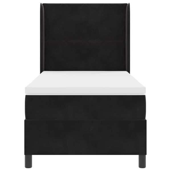 Легло с пружинирана основа с матрак Черно 90 x 200 cm Кадифе