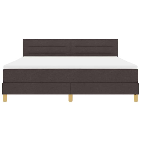 LED кутия за пружини с легло Тъмен кафяв 180 x 200 cm текстил