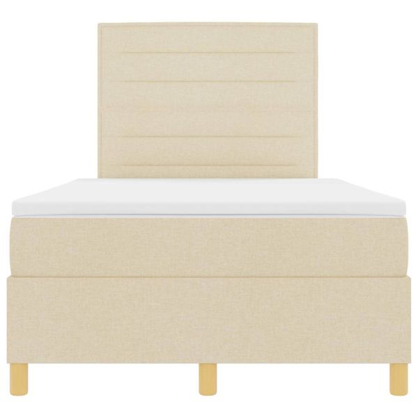 LED кутия за пружини с легло с матрак Крем 120 x 200 cm текстил