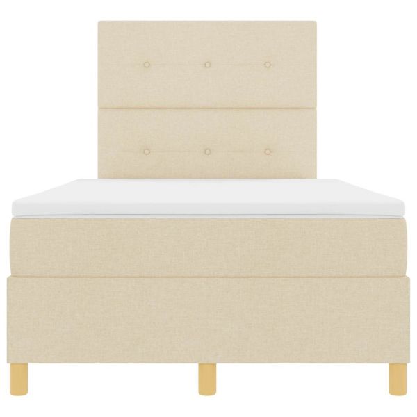 LED кутия за пружини с легло с матрак Крем 120 x 200 cm текстил