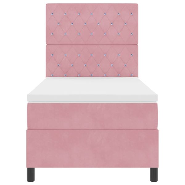 LED кутия за пружини с легло Розово 90 x 190 cm текстил